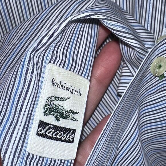 Lacoste Vertical Stripe Modern Fit Button Down Size 44 - Picture 5 of 8